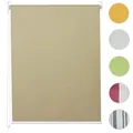 Rollo HWC-D52, Fensterrollo Seitenzugrollo Jalousie, 100x160cm Sonnenschutz Verdunkelung blickdicht ~ beige