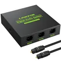LiNKFOR Optischer Splitter, SPDIF Toslink Splitter, 1x3 Digital Audio Verteiler, 1 optisches Kabel, Aluminiumlegierung, unterstützt LPCM 2.0 DTS Dolby-AC3, kompatibel mit PS3 DVD HDTV STB etc