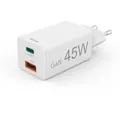 Schnellladegerät, 1x USB-C PD, 1x USB-A QC, Mini-Ladegerät, 45 W, Weiß (00125141) - Weiß