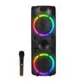 Denver BPS-459 Party-Lautsprecher 1.0 (Dual Woofer) (Bluetooth, 400 W, 2×8" Woofer, Karaoke mit drahtlosem Mikrofon, TWS, Fernbedienung)