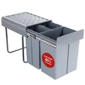 [en.casa] Einbaumülleimer Froland Mülleimer 3 Fächer Mülltrennsystem ausziehbar Abfalleimer Küche 2x10L+1x20L herausnehmbare Behälter 48 x 34 x 42 cm Küchenmülleimer Grau