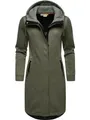 Ragwear Damen leichter Rippstrick-Übergangsmantel lang windabweisend mit Kapuze Letti Long Bonded Olive Gr. M