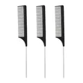 Eupneicu Kamm 3 Stück, Friseur Kamm, Feiner Haarkamm Nadelstielkamm, Stielkamm Friseur, Kohlefaserkamm, Antistatischer, Hitzebeständig, Hair Comb für Verschiedene Arten Haare, für Frauen und Mann