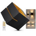 KOURA Wandlampe Innen schwarz gold Up & Down mit LED G9 warmweiß Wandbeleuchtung