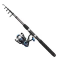 DAM Full Tech Tele Spinning Combo, Süßwasserangler Angelrute Rolle Hecht Barsch Zander Mehr, Starkes Leichtgewicht Vielseitig, Schwarz Grau, 2.40m Mäßig schnelle Rute, 3000er Rolle