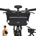 LARKSON Lenkertasche Fahrrad Schwarz - Lasse - 2 in 1 Fahrradtasche & Umhängetasche - Bikepacking Tasche für Lenker Vorne mit Reflektion - Wasserabweisend