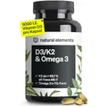 natural elements Vitamin D3 + K2 + Omega 3 – Premium K2VITAL® von Kappa 99,7+% All-Trans K2 – Premium Omega 3 in Triglycerid Form und bioverfügbares D3 – in Deutschland produziert & laborgeprüft