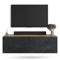 Planetmöbel West TV-Schrank, Fernsehtisch 100 cm lang, TV-Board hängend oder stehend, Fernsehschrank für Wohnzimmer, TV Möbel 37,8 x 100 x 30 cm, Gold Eiche schwarz Charcoal