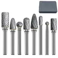 ASNOMY Wolframcarbid fräser – 8 Stück Raspel Set 6mm & 10mm & 12mm Hartmetall Rotary Frässet Frässtifte für Schneidschleifer, Metallschnitzen, Polieren, Gravieren mit 6 mm Schaft Fräser-Bit-Set