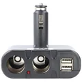 AccuCell KFZ-Adapter, Verteiler Zigarettenanzünder - Stecker auf 2x Kupplung + USB