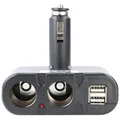 AccuCell KFZ-Adapter, Verteiler Zigarettenanzünder - Stecker auf 2X Kupplung + USB
