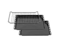 ICQN Backblech 2er 422x375x 30 mm Tiefe mit Gitter, Emaille, (Doppelt Set mit Backofenrost, 3-St., 422x30 mm doppelt mit gitter), Fettpfanne für Backofen und Herd, Kratzfest & Rostfrei
