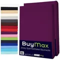 Buymax Spannbettlaken 2-er Set, Doppelpack, Bettlaken, Jersey 100% Baumwolle, Gummizug: rundum, (2 Stück), Pflegeleicht und Atmungsaktiv in Verschiedenen Farben und Größen lila 120 cm x 200 cm