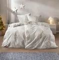 Estella Samt + Seide Flanell Bettwäsche 155x220 Merano natur Blätter 5475-230