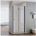 IMPTS Dusch-Falttür Duschtür Falttür 180° Dusche Nischentür Schwarz Duschkabine Drehbar, 80x185 cm, Einscheibensicherheitsglas, Sicherheitsglas, (set) Duschkabine Pendeltür Schwingtür Dusche Falttürkabine Duschabtrennung 80 cm x 185 cm