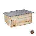 Relaxdays Igelhaus, Bausatz, Igelbau mit Boden, Rattenklappe & Labyrintheingang, Holz, HxBxT: 21 x 46 x 34 cm, natur