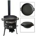 Grillpeter Utschak Set Asamat mit Schornstein Kazan 15 Liter Gusseisen mit Grilldeckel
