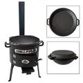 Utschak Set Asamat mit Schornstein Kazan 15 Liter Gusseisen mit Grilldeckel