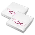 40x itenga Servietten Fisch Taufe Kommunion Konfirmation Weiß PINK 30cm 3lagig
