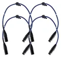 4er Set Pronomic Stage DMX3-0,5 DMX-Kabel 0,5 Meter (zur Verkabelung von Lichteffekten, Goldkontakte, Mantelfarbe: Blau, XLR Male zu XLR Female)