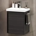 Planetmöbel Waschtisch mit Unterschrank 50 cm, Waschbeckenunterschrank hängend, Soft-Close, Badmöbel Set mit Waschbecken, anthrazit
