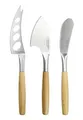 Stanley Rogers Käsemesser-Set, hochwertige Käseschneider ideal für Hart-, Weich- & Frischkäse, geschlitztes Messer mit Edelstahlklinge, langlebiges Käsebeil (Farbe: Silber/Braun), Menge: 1 x 3er Set