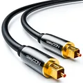 deleyCON 3,0m Optisches Digital Audio Kabel - S/PDIF - 2x Toslink Stecker - LWL Lichtwellenleiter Kabel Metallstecker 5mm Flexibel - Schwarz