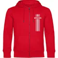 multifanshop Kapuzen Sweatshirt Jacke - München rot - Streifen - Druck weiß - Sweat