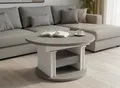 Design Couchtisch DA-999 rund ausziehbar höhenverstellbar mit Schublade und Ablage
