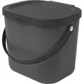 Rotho Mülltrennsystem 6L Albula - Biomülleimer 23,5 x 20,0 x 20,8 cm - Mülleimer mit Deckel - Abfalleimer aus Kunststoff - Müllbehälter mit Griff - Grau