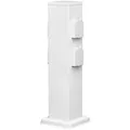 ledscom.de Garten Steckdosensäule POLLY für außen, IP44, 4-fach, Edelstahl, weiß, eckig, 40 cm