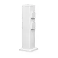 ledscom.de Garten Steckdosensäule Polly für außen, IP44, 4-Fach, Edelstahl, weiß, eckig, 40 cm