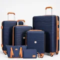 Travelhouse Gepäck-Set Bari, 6-teilig, 4 Koffer mit Rollen, Reisetasche und Toilet Kit, Hartschale - Navyblau