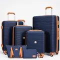 Koffer Bari Gepäck Set, 6-teilig, 4 Koffer mit Rollen, Reisetasche, Blau, Navy