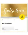 Frank Paperman® | 60x Geschenk Gutschein blanko für Kunden mit funkelnder Goldprägung | Gutscheine zum selber Ausfüllen | Gutschein Vordruck im Format DIN Lang Plus
