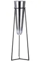 GILDE Vase XL mit Metallständer - silberfarbene Glasvase - schwarzer Metallständer - Gesamt Höhe 82 cm