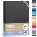 leevitex® Spannbettlaken Spannbettlaken, Mako-Jersey, Gummizug: rundum, (1 Stück), OEKO-TEX® STANDARD 100 zertifiziert beige|grau 140-160 cm x 200-220 cm