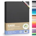 leevitex® Classic Jersey Spannbettlaken 140x200 – 160x220 cm | 150 GSM Baumwolle | Öko-Tex Zertifiziert | für Standard-, Boxspring- und Wasserbetten | 40 cm Steghöhe | 1er Pack | Anthrazit