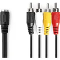Nedis DIN-Audio-Kabel | DIN 5-Pin Buchse | 4x RCA Stecker | Vernickelt | 0.20 m | Rund | PVC | Schwa (0.20 m) (CAGL20475BK02)