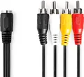 Nedis DIN-Audio-Kabel - DIN 5-Pin Buchse - 4x RCA Stecker - Vernickelt - 0.20 m - Rund - PVC - Schwarz - Label