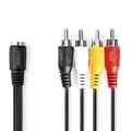 Nedis DIN-Audio-Kabel | DIN 5-Pin Buchse | 4x RCA Stecker | Vernickelt | 0.20 m | Rund | PVC | Schwarz | Label