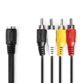 Nedis DIN-Audio-Kabel 5-Pin Buchse 4x RCA Stecker Vernickelt 0.20m Schwarz PVC