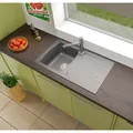 Respekta Lavello Boston Mineralite (Einbauspüle mit Abtropffläche, 50 cm, 86 cm) (BOSTON86X50_BETONGRAU)