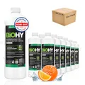 BiOHY Bodenreiniger für Wischroboter Station mit Orangenduft (12 x 1 Liter) | Reinigungsmittel Konzentrat für alle Wisch & Saugroboter mit Nass-Funktion | Schaumarm & Streifenfrei | Für alle Böden