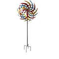 Mojawo XXL Metall Windrad Tricolor aus Metall (Rot, Gelb, Petrol) Windspiel Höhe ca. 210 cm ca. Ø 61 cm tolle Gartendekoration