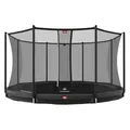 BERG Favorit InGround 380 Grau | Outdoor Bodentrampolin rund für Kinder | inkl. Sicherheitsnetz Comfort | Airflow für 50% mehr Sprungkraft | Wetterfest & Sicher