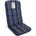 Herlag Hochlehner-Polsterauflage Tilly 123x50x9cm - Sitzauflage 9cm Karo-Motiv - Auflage Hochlehner-Gartenstuhl - Deluxe-Serie extra hoher Komfort - Öko Tex 100 - Blau-Kariert