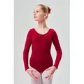 tanzmuster Body Ballettbody Lilly aus weichem Baumwollmischgewebe Langarm Trikot fürs Kinder Ballett rot 116/122