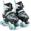 Apollo Super Quad X Pro | verstellbare Rollschuhe für Kinder | komfortable, größenverstellbare LED Roller Skates | Rollschuhe für Mädchen und Jungen | Größen 31 - 42