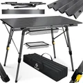 KESSER® Campingtisch faltbar Klapptisch mit Aluminiumrahmen Aufrollbare Tischplatte Falttisch klappbar Höhenverstellung 90x53cm - bis 100kg inkl. Tragetasche mit Trageband & Netztasche, Anthrazit